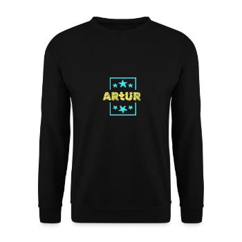 Vorname für Artur Artur Geburtstag - Unisex Pullover - Schwarz - Vorne - Alina (178cm) & Michal (187cm)