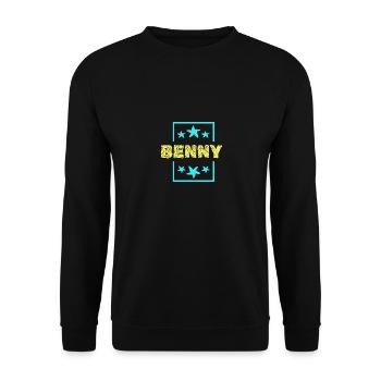 Geschenk für Benny - Unisex Pullover - Schwarz - Vorne - Alina (178cm) & Michal (187cm)