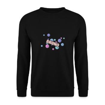 Geschenk für Bruno - Unisex Pullover - Schwarz - Vorne - Alina (178cm) & Michal (187cm)