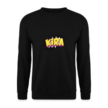 Kira Benutzerdefinierter Name Comic-Stil Pop-Art, Kira - Unisex Pullover - Schwarz - Vorne - Alina (178cm) & Michal (187cm)