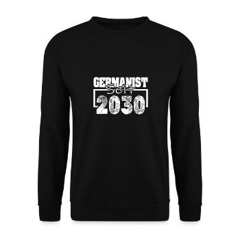 2030 - Unisex Pullover - Schwarz - Vorne - Alina (178cm) & Michal (187cm)