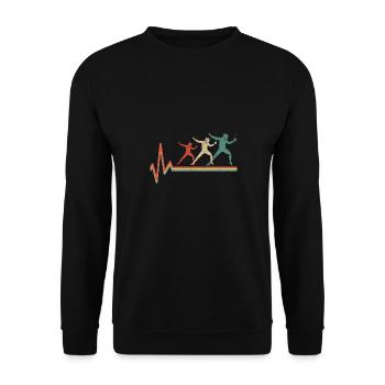 Fencer Heartbeat Vintage Sword Fighting Retro - Unisex Sweatshirt - black - Front - Alina (178cm) & Michal (187cm)