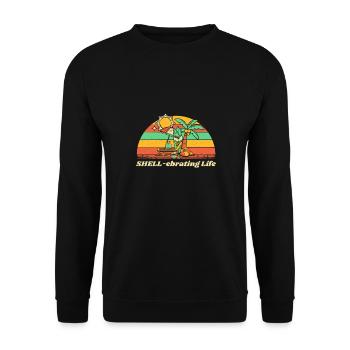 SHELL-ebrating Life Motivational Quote Beach - Unisex Pullover - Schwarz - Vorne - Alina (178cm) & Michal (187cm)