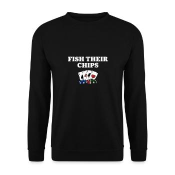 Fish Your Chips Casino Gambler Parieur - Sweat-shirt Unisexe - noir - Devant - Alina (178cm) & Michal (187cm)