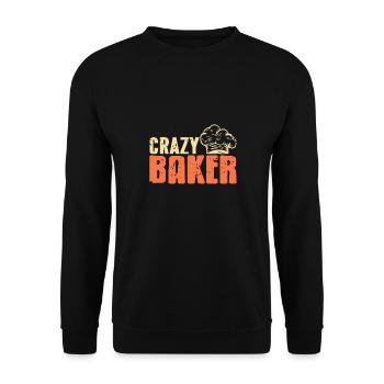 Rétro Vintage CRAZY Baker Drôle Boulanger T-Shirt - Sweat-shirt Unisexe - noir - Devant - Alina (178cm) & Michal (187cm)