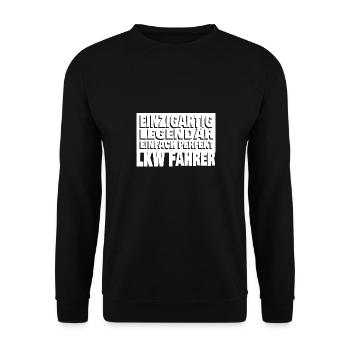LKW Fahrer - Unisex Pullover - Schwarz - Vorne - Alina (178cm) & Michal (187cm)