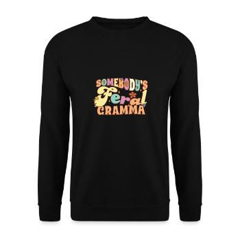 Somebody’s Feral Gramma Funny Family Pun Groovy - Sweat-shirt Unisexe - noir - Devant - Alina (178cm) & Michal (187cm)