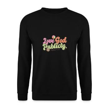 Verset biblique Amour de Dieu publiquement Foi en Jésus - Sweat-shirt Unisexe - noir - Devant - Alina (178cm) & Michal (187cm)