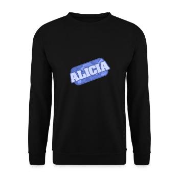 Geschenk für Alicia - Unisex Pullover - Schwarz - Vorne - Alina (178cm) & Michal (187cm)