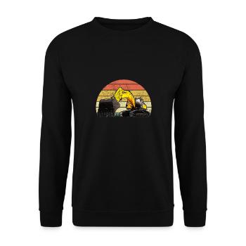 Baggerfahrer Bauarbeiter Bagger - Unisex Pullover - Schwarz - Vorne - Alina (178cm) & Michal (187cm)