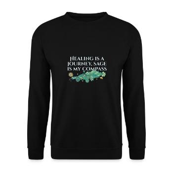 Healing Is A Journey Sage Is My Compass Smudge - Unisex Sweatshirt - black - Front - Alina (178cm) & Michal (187cm)