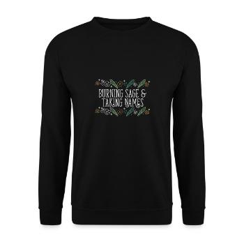 Burning Sage & Taking Names Smudge Sticks - Unisex Sweatshirt - black - Front - Alina (178cm) & Michal (187cm)