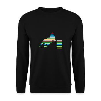 Cheval de course de barils de rodéo - Sweat-shirt Unisexe - noir - Devant - Alina (178cm) & Michal (187cm)