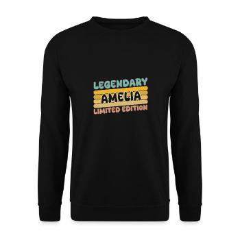 Name Amelia - Unisex Pullover - Schwarz - Vorne - Alina (178cm) & Michal (187cm)