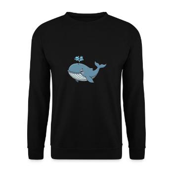 Animal Cartoon Humpback Whale - Unisex Sweatshirt - black - Front - Alina (178cm) & Michal (187cm)
