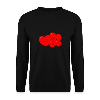 Herz - Familie - Unisex Pullover - Schwarz - Vorne - Alina (178cm) & Michal (187cm)