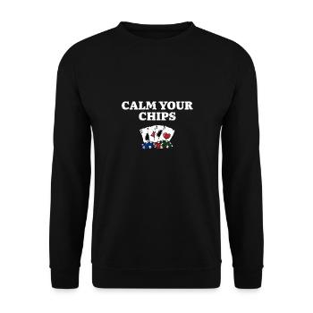 Calmez vos jetons Drôle de poker Humour Joueur de poker - Sweat-shirt Unisexe - noir - Devant - Alina (178cm) & Michal (187cm)