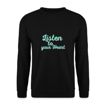 Écoutez votre cœur - Höre auf dein Herz - Sweat-shirt Unisexe - noir - Devant - Alina (178cm) & Michal (187cm)