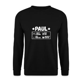 Paul - Unisex Pullover - Schwarz - Vorne - Alina (178cm) & Michal (187cm)