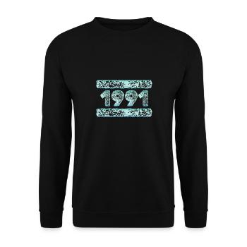 1991 - Unisex Pullover - Schwarz - Vorne - Alina (178cm) & Michal (187cm)