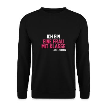 Schullehrerin Lehrerin - Unisex Pullover - Schwarz - Vorne - Alina (178cm) & Michal (187cm)