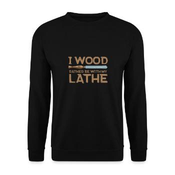 Turning Wood Lathe Lathe - Unisex Sweatshirt - black - Front - Alina (178cm) & Michal (187cm)
