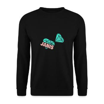 Geschenk für Janis - Unisex Pullover - Schwarz - Vorne - Alina (178cm) & Michal (187cm)