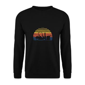Vintage Forklift Driver Retro Forklift Operator - Unisex Pullover - Schwarz - Vorne - Alina (178cm) & Michal (187cm)
