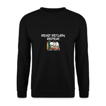 Library Worker Librarian Read Return Repeat Book - Unisex Pullover - Schwarz - Vorne - Alina (178cm) & Michal (187cm)