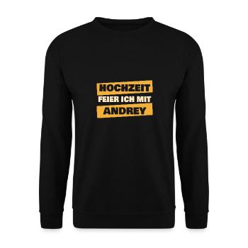 Andrey als JGA - Unisex Pullover - Schwarz - Vorne - Alina (178cm) & Michal (187cm)