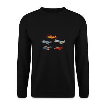 Kids Airplane Birthday Pilot - Unisex Sweatshirt - black - Front - Alina (178cm) & Michal (187cm)