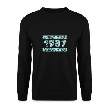 1987 - Unisex Pullover - Schwarz - Vorne - Alina (178cm) & Michal (187cm)