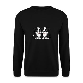 Border Collie Hund Comic - Unisex Pullover - Schwarz - Vorne - Alina (178cm) & Michal (187cm)