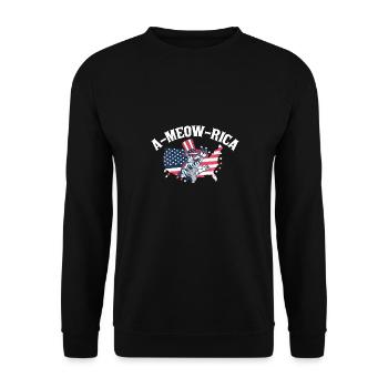 Memorial Day A Meow Rica Cat USA Flag Sonnenbr - Unisex Sweatshirt - black - Front - Alina (178cm) & Michal (187cm)