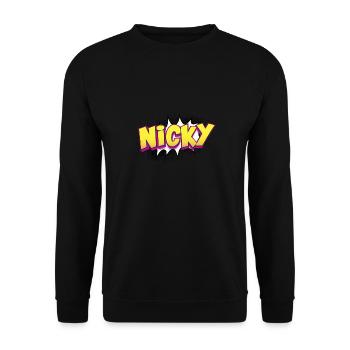 Nicky Custom Name Comic Book Style Pop Art, Nicky - Unisex Sweatshirt - black - Front - Alina (178cm) & Michal (187cm)