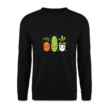 Humour petit légumes vegan - Sweat-shirt Unisexe - noir - Devant - Alina (178cm) & Michal (187cm)