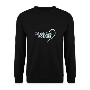 Geschenk für Rosalie - Unisex Pullover - Schwarz - Vorne - Alina (178cm) & Michal (187cm)