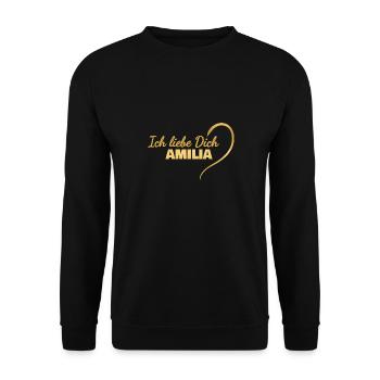 LoveYou Amilia - Sweat-shirt Unisexe - noir - Devant - Alina (178cm) & Michal (187cm)