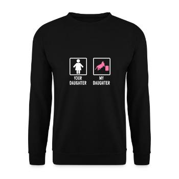 Cheval de course de barils de rodéo - Sweat-shirt Unisexe - noir - Devant - Alina (178cm) & Michal (187cm)