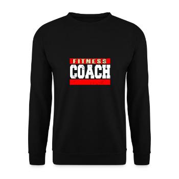 Fitness COACH Retro Vintage Designs For Trainers - Unisex Sweatshirt - black - Front - Alina (178cm) & Michal (187cm)