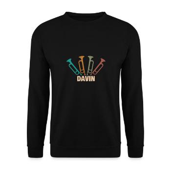 Blasinstrument Trompetenspieler Tube Davin - Unisex Pullover - Schwarz - Vorne - Alina (178cm) & Michal (187cm)