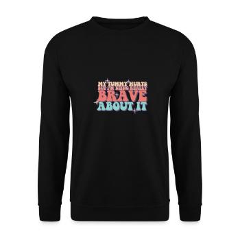 My Tummy Hurts Funny Lactose Intolerance Tummy - Unisex Pullover - Schwarz - Vorne - Alina (178cm) & Michal (187cm)