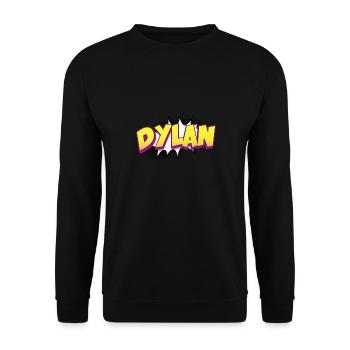 Dylan Benutzerdefinierter Name Comic-Stil Pop-Art, Dylan - Unisex Pullover - Schwarz - Vorne - Alina (178cm) & Michal (187cm)