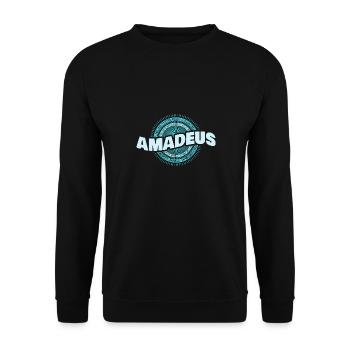 Amadeus als Geschenkidee - Unisex Pullover - Schwarz - Vorne - Alina (178cm) & Michal (187cm)