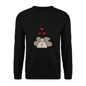 Elefant Herzen rot Herz Geschenk Muttertag - Unisex Pullover - Schwarz - Vorne - Alina (178cm) & Michal (187cm)