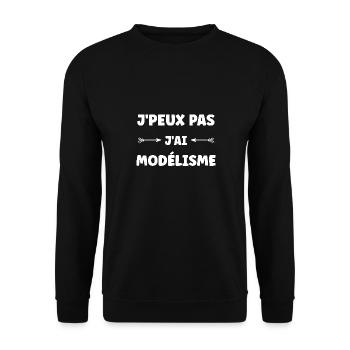 j'peux pas j'ai modélisme - Sweat-shirt Unisexe - noir - Devant - Alina (178cm) & Michal (187cm)