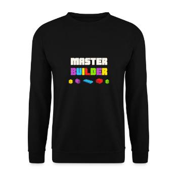 Kids Cool Master Builder Building Block Dad Mom - Unisex Sweatshirt - black - Front - Alina (178cm) & Michal (187cm)