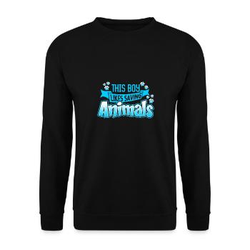 Junge mag Tiere retten Tierheim Rettung Katzen - Unisex Pullover - Schwarz - Vorne - Alina (178cm) & Michal (187cm)
