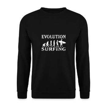 Vintage Surfing Evolution Cool Surfing T-Shirt - Unisex Sweatshirt - black - Front - Alina (178cm) & Michal (187cm)