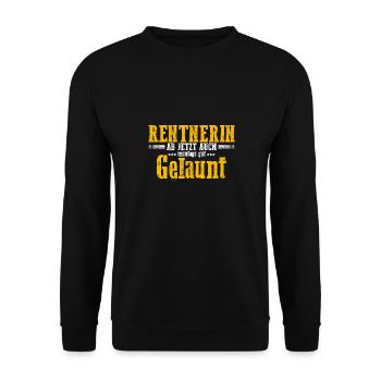 Rentnerin Ab Jetzt Auch Montags Gut Gelaunt! Omi O - Unisex Pullover - Schwarz - Vorne - Alina (178cm) & Michal (187cm)